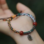 Buddha Stones Handmade Tibetan Silver 925 Sterling Silver Zakiram Goddess of Wealth Camel Bone Protection Braided Bracelet Bracelet BS 13