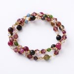 Buddha Stones Natural Tourmaline Strawberry Quartz Amethyst Peace Wisdom Double Wrap Bracelet Bracelet BS 2