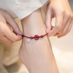 Buddha Stones Handmade Cinnabar Peace Buckle Safe and Healthy Charm Blessing String Bracelet Anklet Bracelet Anklet BS 3
