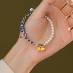 Buddha Stones 925 Sterling Silver Lotus Pearl Colorful Rope Chalcedony Prosperity Bracelet 5