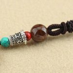 Buddha Stones Tibet God of Wealth Thangka Ebony Peace Necklace Pendant Necklaces & Pendants BS 17