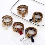 Buddha Stones Wenge Wood Layered Tree Tassel Healing Bracelet Bracelet BS 9