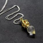 Buddha Stones Tibetan Dorje Vajra 4 Prong Lotus Liuli Crystal Strength Necklace Pendant Necklaces & Pendants BS 22