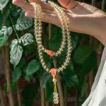 Buddha Stones 108 Mala Beads 925 Sterling Silver Natural Citrine Red Agate White Jade Prosperity Charm Bracelet Mala Bracelet BS 14
