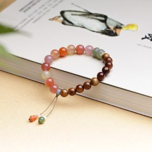Buddha Stones Kuka Seed Yanyuan Agate Hetian Jade Wealth Protection Bracelet Bracelet BS Kuka Seed&Yanyuan Agate(Wrist Circumference 14-16cm)