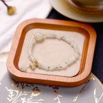 Buddha Stones Tianshan White Jade Bamboo Pattern Luck Blessing Bracelet 10