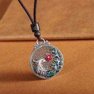 Buddha Stones 990 Sterling Silver Phoenix Luck Protection Necklace Pendant Necklaces & Pendants BS Phoenix(Luck♥Strength)