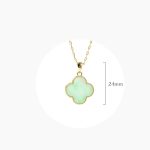 Buddha Stones Four Leaf Clover Jade Pattern Luck Necklace Pendant Necklaces & Pendants BS 5