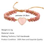 Buddha Stones Natural Rhodonite Love Heart Healing Bracelet Bracelet BS 5