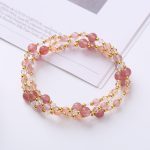 Buddha Stones Natural Tourmaline Strawberry Quartz Amethyst Peace Wisdom Double Wrap Bracelet Bracelet BS Strawberry Quartz(Love♥Healing)