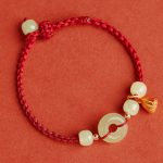 Buddha Stones Round Peace Buckle Jade Lotus Happiness Abundance Wealth String Bracelet Bracelet BS 4