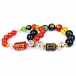 Buddha Stones Chinese Zodiac Feng Shui Obsidian Five-Element Wealth Porsperity Bracelet Bracelet BS 4