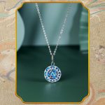 Buddha Stones 925 Sterling Silver Round Turquoise Three Rabbits Balance Necklace Pendant Necklaces & Pendants BS 5