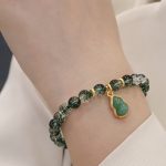 Buddha Stones Natural Green Phantom Confidence Gourd Buddha Charm Bracelet Bracelet BS 4