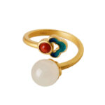 White Jade Auspicious Cloud Blessing Luck Ring Rings BS 11