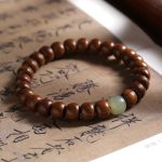 Buddha Stones Natural Abelia Biflora Wood Hetian Jade Bamboo Bead Warding Off Evil Spirits Bracelet Bracelet BS 6*8mm Abelia Biflora Wood&Hetian Jade Bead 18cm