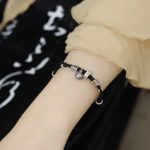Buddha Stones 925 Sterling Silver Gold Swallowing Beast Koi Fish Wealth Handcrafted Braided Bracelet Bracelet BS Black(Wrist Circumference 14-16cm)