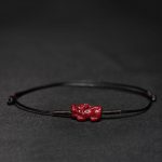 Buddha Stones Handmade Plum Blossom Four Leaf Clover PiXiu Lotus Koi Fish Cinnabar Blessing Braid Bracelet Bracelet BS Black(Wrist Circumference 14-19cm) Pixiu