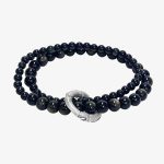 Buddha Stones 999 Sterling Silver Black Obsidian Fulfillment Strength Double Layer Bracelet Bracelet BS 9
