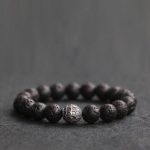 Buddha Stones Lava Rock Fish Scales Bead Healing Bracelet Bracelet BS 12mm(Wrist Circumference 14-16cm)