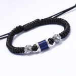 Buddha Stones 999 Sterling Silver Copper Coin Bead Copper Balance Braided String Bracelet Bracelet BS Royal Blue