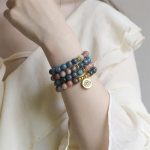 Buddha Stones Lazurite Picasso Jasper Amazonite Rhodonite Apatite Positive Lotus Prayer Bead Bracelet Mala Bracelet BS 15