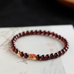 Buddha Stones 999 Gold Koi Fish Natural Garnet Protection Bracelet Bracelet BS 5mm-Garnet&Gold Koi Fish 17cm