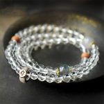 Buddha Stones 925 Sterling Silver Chinese Zodiac Natal Buddha White Crystal Meditation Triple Wrap Bracelet Bracelet BS 7