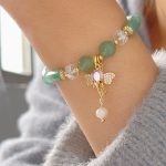 Buddha Stones Amethyst Green Aventurine Strawberry Quartz Positive Elephant Charm Bracelet 22