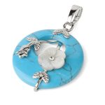 Buddha Stones Various Crystal Amethyst Green Aventurine Flower Healing Necklace Pendant Necklaces & Pendants BS Blue Turquoise