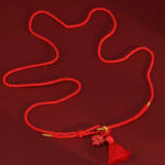 Buddha Stones Natural Cinnabar Dragon Blessing Red String Belly Chain Belly Chain BS 14