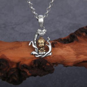 Buddha Stones 925 Sterling Silver Zen Buddha Ruyi Handle Compassion Necklace Pendant Necklaces & Pendants BS Buddha Symbol(Compassion♥Serenity)