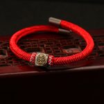 Buddha Stones 925 Sterling Silver Perfect Knot King Kong Knot Faith Strength Bracelet Bracelet BS King Kong Knot-Red(Bracelet Size 21cm)