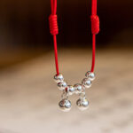 Buddhastoneshop 925 Sterling Silver Red String Braid Bell Charm Anklet