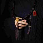 Buddha Stones Tibet 108 Mala Beads Purple Bodhi Seed Bagua Vajra Auspiciousness Bracelet Mala Bracelet BS 11