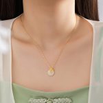 Buddha Stones 925 Sterling Silver Hetian Jade Ginkgo Leaves Prosperity Necklace Pendant Necklaces & Pendants BS 4
