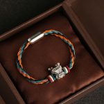 Buddha Stones Handmade 999 Sterling Silver Year of the Dragon Chinese Zodiac Protection Colorful Reincarnation Knot Rope Bracelet Bracelet BS 4