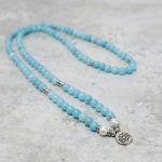 Buddha Stones Natural Amazonite Stone Healing Lotus Mala Bracelet Mala Bracelet BS 2