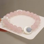 Buddha Stones 925 Sterling Silver Natural Amethyst Aquamarine Pink Crystal Cat's Eye Healing Crescent Moon Bracelet Bracelet BS 16
