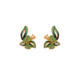 Buddha Stones 925 Sterling Silver Plated Gold Natural Cyan Jade Butterfly Luck Healing Earrings Earrings BS 7
