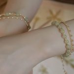 Buddha Stones 14K Gold Plated 2 Layers Hetian Jade Bead Luck Prosperity Bracelet Bracelet BS 8