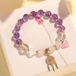 Buddha Stones Green Strawberry Quartz Amethyst Crystal Dreamcatcher Healing Bracelet 4