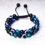 Buddha Stones Evil Eye Hematite Tiger Eye Protection Beaded Bracelet Bracelet BS Blue Tiger Eye&Evil Eye