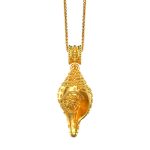 Buddha Stones 999 Sterling Silver Shankha Conch Shell Seashell Lucky Necklace Pendant Necklaces & Pendants BS Gold-999 Sterling Silver