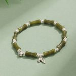 Buddha Stones Peridot White Jade Strawberry Quartz Green Aventurine Bamboo Fu Character Luck Bracelet 3