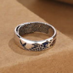 Buddha Stones Koi Fish Auspicious Cloud Design Luck Wealth Ring Ring BS 2