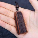 Buddha Stones Lightning Struck Jujube Wood Taoist Five Thunder Order Luck Protection Necklace Pendant 8