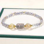 Buddha Stones Moonstone Strawberry Quartz Tourmaline PiXiu Healing Bracelet Bracelet BS 1