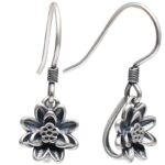 Buddha Stones 925 Sterling Silver Lotus Flower Enlightenment Earrings Earrings BS 5