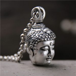 Buddha Stones 999 Sterling Silver Buddha Demon Serenity Necklace Pendant Necklaces & Pendants BS Buddha(Only Pendant)-999 Sterling Silver